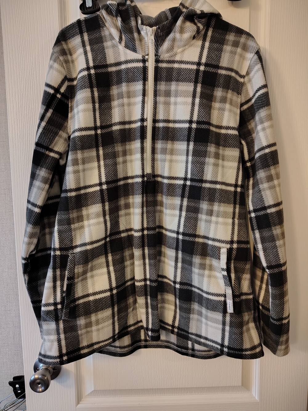 O'Neill Black, White & Gray Plaid Zip Hoodie